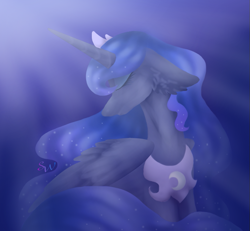 Size: 757x700 | Tagged: safe, artist:brendalobinha, princess luna, alicorn, pony, g4, base used, crown, ear fluff, eyes closed, female, jewelry, mare, regalia, slender, solo, thin, wings