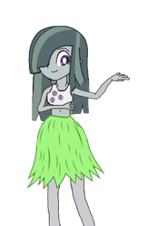 Size: 488x708 | Tagged: safe, artist:lucaspache, marble pie, equestria girls, g4, bare legs, belly button, clothes, cute, female, grass skirt, hula, hula dance, marblebetes, midriff, shirt, simple background, skirt, solo, transparent background