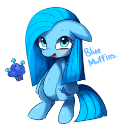 Size: 2000x2100 | Tagged: safe, artist:maren, oc, oc only, oc:blue muffins, earth pony, pony, bipedal, food, high res, muffin, mushroom, simple background, solo