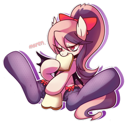 Size: 2550x2452 | Tagged: safe, artist:maren, oc, oc only, oc:sweet velvet, bat pony, pony, bat pony oc, bread, clothes, female, food, high res, mare, simple background, solo, transparent background