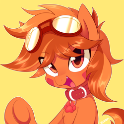Size: 2100x2100 | Tagged: safe, artist:maren, oc, oc only, oc:kawa, earth pony, pony, collar, cute, goggles, high res, solo