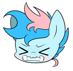 Size: 1486x1441 | Tagged: safe, artist:maren, oc, oc only, oc:blue chewings, pony, :3, ><, >w<, bone, chew toy, emote, eyes closed, head, simple background, solo, transparent background