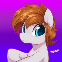 Size: 2450x2450 | Tagged: safe, artist:maren, oc, oc only, oc:retro waves, pony, bust, high res, male, portrait, solo, stallion