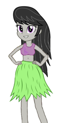 Size: 360x690 | Tagged: safe, artist:lucaspache, octavia melody, equestria girls, g4, bare legs, belly button, clothes, cute, female, grass skirt, hula, midriff, simple background, skirt, solo, tavibetes, white background