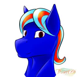 Size: 1280x1280 | Tagged: safe, artist:irli_and_stripes, oc, oc:hellfire, pegasus, pony, blue fur, bust, male, red eyes