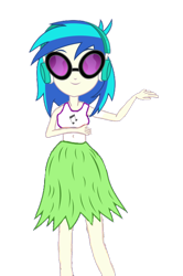 Size: 468x706 | Tagged: safe, artist:lucaspache, dj pon-3, vinyl scratch, equestria girls, g4, belly button, clothes, cute, female, glasses, grass skirt, hula, hula dance, midriff, simple background, skirt, solo, sunglasses, transparent background, vinylbetes
