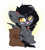 Size: 1200x1320 | Tagged: safe, artist:etoz, oc, oc only, oc:aubade, pony, annoyed, bag, blushing, chibi, coffee, coffee beans, coffee mug, cute, glasses, grumpy, mug, ocbetes, sitting, solo, steam