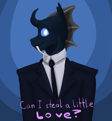 Size: 1067x1157 | Tagged: safe, artist:xander, changeling, anthro, can i steal a little love?, clothes, digital art, frank sinatra, male, simple background, solo, suit