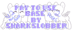 Size: 609x272 | Tagged: safe, artist:mvnchies, oc, oc only, earth pony, pegasus, pony, unicorn, base, earth pony oc, eyes closed, horn, obtrusive watermark, pay to use, pegasus oc, simple background, transparent background, unicorn oc, watermark, wings