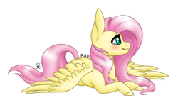 Size: 600x356 | Tagged: safe, artist:blitsazalisdash, artist:margo24, fluttershy, pegasus, pony, g4, blushing, collaboration, cute, female, mare, outline, profile, prone, shyabetes, simple background, solo, spread wings, transparent background, wings