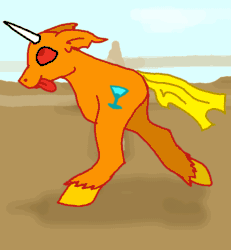 Size: 1042x1129 | Tagged: safe, artist:torpy-ponius, oc, oc only, oc:drunk n ugly, two legged creature, :p, animated, cursed, cursed image, cyriak, derp, dumb running ponies, gif, not salmon, solo, tongue out, wat, what has science done