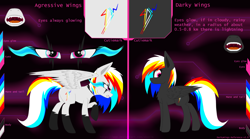 Size: 2880x1600 | Tagged: safe, artist:darky_wings, oc, oc:agressive wings, oc:darky wings, pegasus, pony, pink eyes, reference sheet