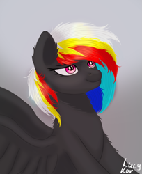 Size: 849x1038 | Tagged: safe, artist:lucykor, oc, oc:darky wings, pegasus, pony, wings