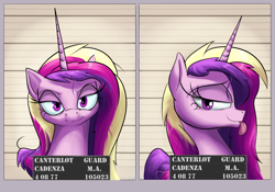 Size: 2000x1400 | Tagged: safe, artist:rocket-lawnchair, princess cadance, alicorn, pony, g4, bust, female, looking at you, mare, mugshot, portrait, profile, solo, tongue out