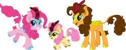 Size: 3747x1500 | Tagged: safe, artist:cloudy glow, cheese sandwich, li'l cheese, pinkie pie, kirin, g4, the last problem, cloudyglow is trying to murder us, cute, diacheeses, diapinkes, family, female, kirin cheese sandwich, kirin li'l cheese, kirin pinkie, kirin-ified, male, movie accurate, ship:cheesepie, shipping, simple background, smiling, smiling at you, species swap, straight, transparent background, weapons-grade cute