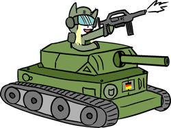 Size: 1399x1045 | Tagged: safe, alternate version, artist:poniidesu, oc, oc only, pony, flag, germany, gun, simple background, solo, starship troopers, tank (vehicle), transparent background, weapon