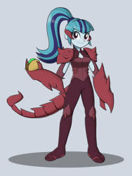 Size: 1200x1600 | Tagged: safe, artist:mew-me, sonata dusk, equestria girls, g4, clothes, cosplay, costume, crossover, female, food, gray background, scorpia, she-ra, she-ra and the princesses of power, simple background, solo, taco