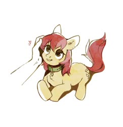 Size: 1946x2000 | Tagged: safe, artist:dearmary, roseluck, earth pony, human, pony, g4, chest fluff, collar, commissioner:doom9454, cute, disembodied hand, ear fluff, female, fluffy, hand, human on pony petting, mare, offscreen character, offscreen human, pet collar, pet tag, petting, pony pet, prone, rosabetes, rosepet, simple background, sketch, smiling, solo, white background