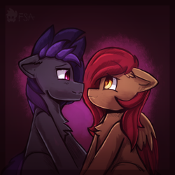 Size: 2300x2300 | Tagged: safe, artist:freak-side, oc, oc only, oc:gray summit, oc:july vortex, earth pony, pegasus, pony, cute, eye contact, female, high res, inc, looking at each other, love, male, mare, oc x oc, shipping, sketch, stallion, straight