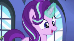 Size: 1280x720 | Tagged: safe, screencap, spike, starlight glimmer, dragon, pony, unicorn, every little thing she does, g4, animated, female, male, mare, sound, starlight's room, webm