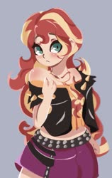 Size: 1337x2113 | Tagged: safe, artist:tohupo, sunset shimmer, equestria girls, g4, clothes, cute, digital art, female, shimmerbetes, simple background, solo