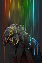 Size: 720x1080 | Tagged: safe, artist:wacky-skiff, rainbow dash, pegasus, pony, fanfic:rainbow factory, g4, female, liquid rainbow, mare, rainbow, shrunken pupils, solo, spectra