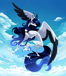 Size: 2729x3135 | Tagged: safe, artist:sugaryicecreammlp, oc, oc only, oc:magic moon, pegasus, pony, cloud, female, flying, high res, mare, solo