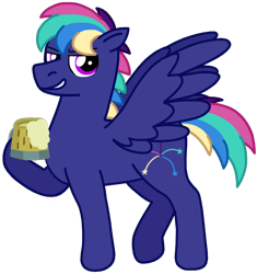 Size: 1048x1117 | Tagged: safe, artist:kindheart525, oc, oc only, oc:firework, pegasus, pony, kindverse, hoof hold, offspring, parent:rainbow dash, parent:soarin', parents:soarindash, simple background, solo, transparent background