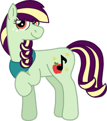 Size: 1041x1183 | Tagged: safe, artist:kindheart525, oc, oc only, oc:pristine melody, earth pony, pony, kindverse, female, filly, magical lesbian spawn, offspring, parent:applejack, parent:coloratura, parents:rarajack, simple background, solo, teenager, transparent background