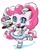 Size: 1618x2048 | Tagged: safe, artist:babtyu, pinkie pie, earth pony, pony, coinky-dink world, equestria girls, g4, my little pony equestria girls: summertime shorts, carhop, clothes, cute, diapinkes, dress, equestria girls ponified, female, food, heart eyes, ice cream, looking at you, mare, open mouth, ponified, roller skates, server pinkie pie, simple background, solo, tray, white background, wingding eyes