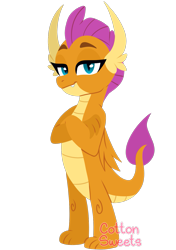 Size: 1055x1500 | Tagged: safe, artist:cottonsweets, smolder, dragon, g4, cute, fanart, female, lineless, simple background, smiling, smolderbetes, solo, transparent background