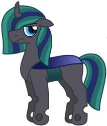 Size: 1005x1180 | Tagged: safe, artist:kindheart525, oc, oc only, oc:philia agape armet, changeling, changepony, hybrid, pony, unicorn, kindverse, changeling oc, emo, frown, grumpy, interspecies offspring, offspring, parent:queen chrysalis, parent:shining armor, parents:shining chrysalis, simple background, solo, transparent background