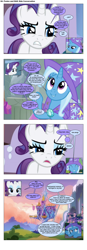 Size: 868x2488 | Tagged: safe, artist:dziadek1990, edit, edited screencap, screencap, rarity, trixie, comic:ponies and d&d, g4, cape, castle, clothes, comic, conversation, dialogue, dirty, dungeons and dragons, emote story:ponies and d&d, hat, pen and paper rpg, rpg, screencap comic, slice of life, text, trixie's cape, trixie's hat