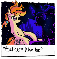 Size: 1472x1536 | Tagged: safe, artist:dinexistente, tantabus, oc, oc only, oc:safe haven, pony, g4, 4chan, drawthread, dream, holding hooves, night, text