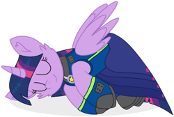 Size: 1440x965 | Tagged: safe, artist:rainbow eevee edits, artist:徐詩珮, twilight sparkle, alicorn, pony, series:sprglitemplight diary, series:sprglitemplight life jacket days, series:springshadowdrops diary, series:springshadowdrops life jacket days, g4, alternate universe, clothes, cute, paw patrol, simple background, sleeping, transparent background, twilight sparkle (alicorn)