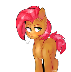 Size: 7600x7800 | Tagged: safe, artist:pinki3xpie, babs seed, earth pony, pony, g4, absurd resolution, blank flank, female, looking sideways, simple background, solo, white background