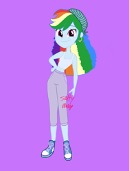Size: 1500x2000 | Tagged: safe, artist:saltymango, rainbow dash, equestria girls, g4, alternate clothes, alternate hairstyle, converse, female, looking at you, shoes, solo, standing