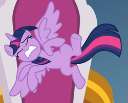 Size: 863x697 | Tagged: safe, screencap, twilight sparkle, alicorn, pony, g4, the ending of the end, crash, cropped, eyes closed, female, solo, spread wings, twilight sparkle (alicorn), wings