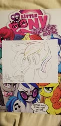 Size: 4032x1960 | Tagged: safe, artist:andy price, applejack, rainbow dash, earth pony, pegasus, pony, g4, duo, duo female, female, freckles, hoof around neck, irl, looking at each other, mare, pencil drawing, photo, signature, smiling, traditional art