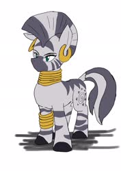 Size: 1451x2048 | Tagged: safe, artist:omegapony16, zecora, pony, zebra, g4, bracelet, ear piercing, earring, female, jewelry, mare, neck rings, piercing, simple background, solo, white background