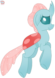 Size: 1419x1990 | Tagged: safe, artist:rainbow eevee, ocellus, changedling, changeling, g4, cute, diaocelles, female, floppy ears, grin, shy, side view, simple background, smiling, solo, teal eyes, transparent background, underhoof, vector