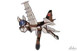 Size: 1500x1000 | Tagged: safe, artist:andromailus, oc, oc only, original species, plane pony, pony, butt, butt engines, frog (hoof), looking back, plane, plot, simple background, solo, su-25 frogfoot, underhoof, wheel, white background