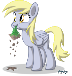 Size: 2387x2513 | Tagged: safe, artist:le-23, derpy hooves, pegasus, pony, g4, eating, female, grass, grazing, herbivore, high res, horses doing horse things, mare, nom, simple background, solo, transparent background