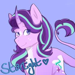 Size: 1600x1600 | Tagged: safe, artist:galissiax, starlight glimmer, classical unicorn, pony, unicorn, g4, chest fluff, curved horn, female, horn, leonine tail, simple background, smiling, solo