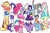 Size: 12189x8000 | Tagged: safe, artist:pink1ejack, kotobukiya, applejack, fluttershy, pinkie pie, rainbow dash, rarity, twilight sparkle, alicorn, earth pony, human, pegasus, pony, unicorn, equestria girls, g4, absurd resolution, anime style, applejack's hat, backless, bishoujo, book, boots, bracelet, clothes, cowboy hat, dark skin, denim skirt, dress, eyes closed, fake ears, female, glasses, goggles, hat, human coloration, human ponidox, humane five, humane six, humanized, i can't believe it's not sci-twi, jewelry, kotobukiya applejack, kotobukiya fluttershy, kotobukiya pinkie pie, kotobukiya rainbow dash, kotobukiya rarity, kotobukiya twilight sparkle, looking at you, mane six, mare, miniskirt, moe, one eye closed, open mouth, pleated skirt, ponytail, prone, self ponidox, shirt, shoes, shorts, side slit, simple background, sitting, skirt, smiling, socks, spread wings, stetson, tan, tank top, transparent background, twilight sparkle (alicorn), twilight's professional glasses, vector, wings, wink, wristband