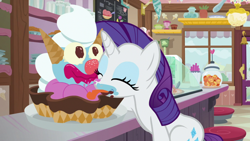 Size: 1920x1080 | Tagged: safe, screencap, rarity, pony, unicorn, forever filly, g4, chocolate syrup, clown surprise, cotton candy, cute, eating, eyes closed, eyeshadow, female, food, gumdrop, hungry, ice cream, ice cream parlor, licking, long arm, makeup, mare, messy eating, rarara, raribetes, raspberry, salivating, slimy, smiling, solo, strawberry syrup, taste buds, tongue out, waffle bowl, waffle cone, whipped cream