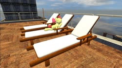 Size: 1024x575 | Tagged: safe, artist:undeadponysoldier, apple bloom, earth pony, pony, art pack:rooftop pool party, g4, beach chair, chair, cute, eyes closed, female, filly, new donk city, sleeping, solo, super mario odyssey