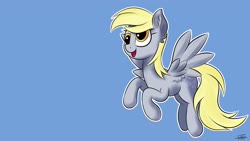 Size: 3840x2160 | Tagged: safe, artist:sadtrooper, derpy hooves, pegasus, pony, g4, cute, derpabetes, female, flying, high res, mare, outline, simple background, smiling, solo