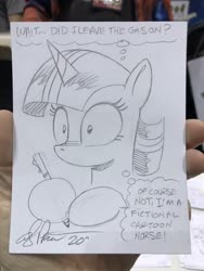 Size: 1536x2048 | Tagged: safe, artist:andypriceart, twilight sparkle, pony, unicorn, g4, female, fourth wall, mare, meta, pencil drawing, solo, traditional art