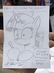 Size: 1536x2048 | Tagged: safe, artist:andy price, twilight sparkle, pony, unicorn, g4, female, fourth wall, mare, meta, pencil drawing, solo, traditional art